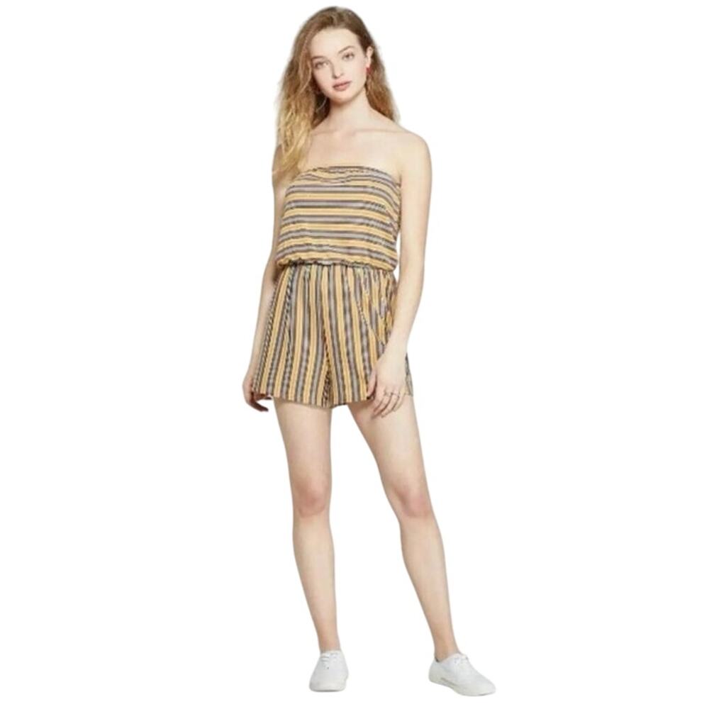 Wild fable target stripped ribbed knit strapless romper plus size 1X XL nwot